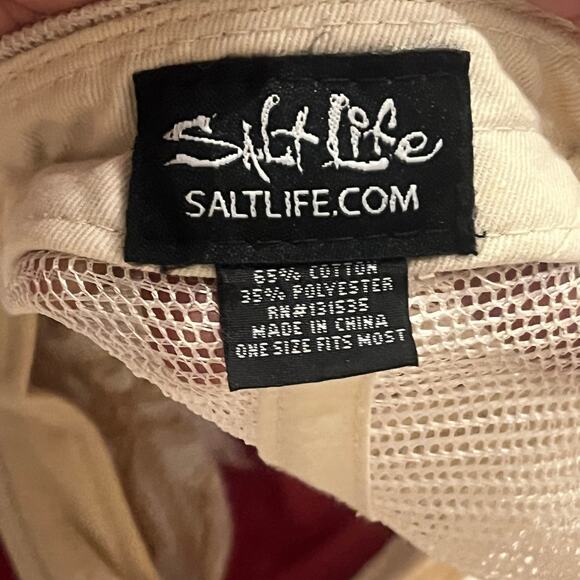 SALT LIFE Logo Snapback‎ Mesh Trucker Hat Red /White Cap Fish Dive Surf - Picture 5 of 5